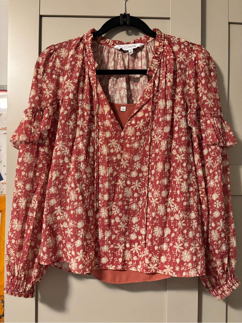 Intermix long sleeve boho peasant top- Size Small